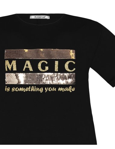 T-SHIRT SCRITTA PAILLETTE