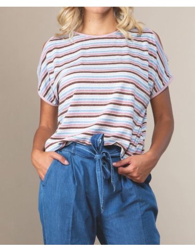 MAGLIA RIGATA CON OMERI SCOPERTI