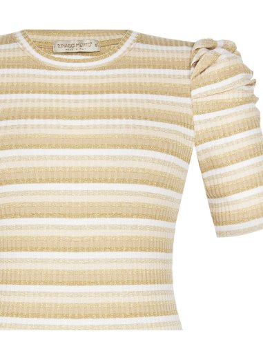MAGLIA DONNA RIGATA MANICHE CORTE