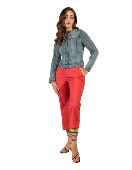 GIUBBINO DENIM CON APPLICAZIONI