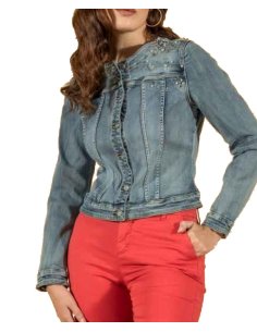 GIUBBINO DENIM CON APPLICAZIONI 2