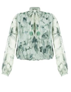 BLUSA MANICHE LUNGHE FIOCCO AL COLLO