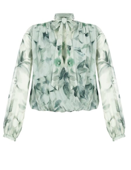 BLUSA MANICHE LUNGHE FIOCCO AL COLLO