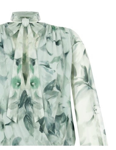 BLUSA MANICHE LUNGHE FIOCCO AL COLLO