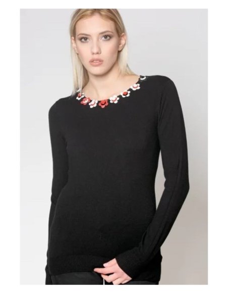 MAGLIA CON APPLICAZIONI COLLO