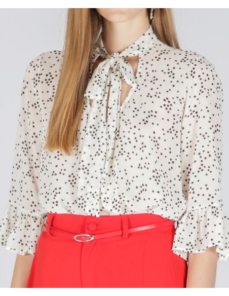 BLUSA MAN.VOLANT STAMPA PUNTINI