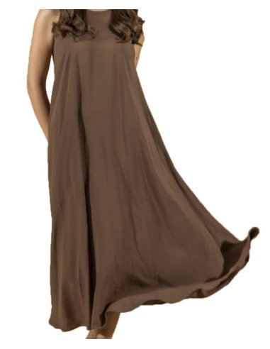 ABITO LUNGO VISCOSA/LINO CON TASCHE