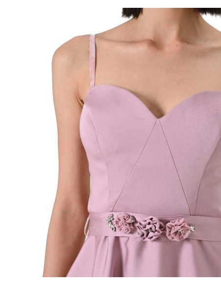 ABITO A RUOTA ROSA MALVA IN RASO