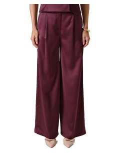 PANTALONI PALAZZO IN RASO CON TASCHE E PINCES