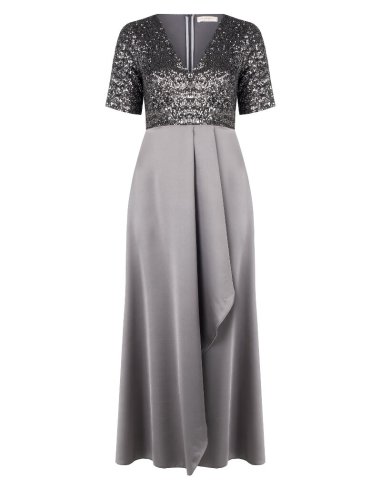 ABITO LUNGO A RUOTA CURVY IN RASO