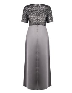 ABITO LUNGO A RUOTA CURVY IN RASO 2