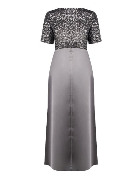 ABITO LUNGO A RUOTA CURVY IN RASO