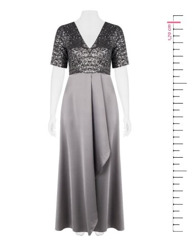 ABITO LUNGO A RUOTA CURVY IN RASO