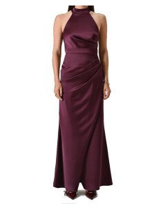 ABITO LUNGO SCIVOLATO IN RASO ARRICCIATO