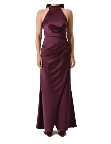 ABITO LUNGO SCIVOLATO IN RASO ARRICCIATO