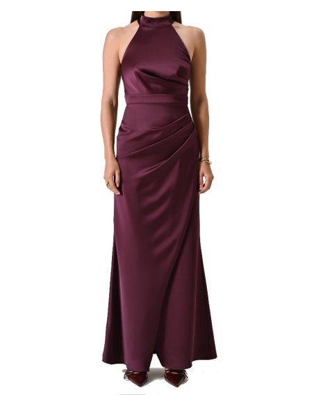 ABITO LUNGO SCIVOLATO IN RASO ARRICCIATO