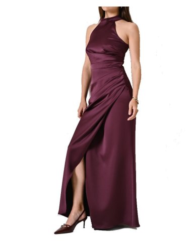 ABITO LUNGO SCIVOLATO IN RASO ARRICCIATO
