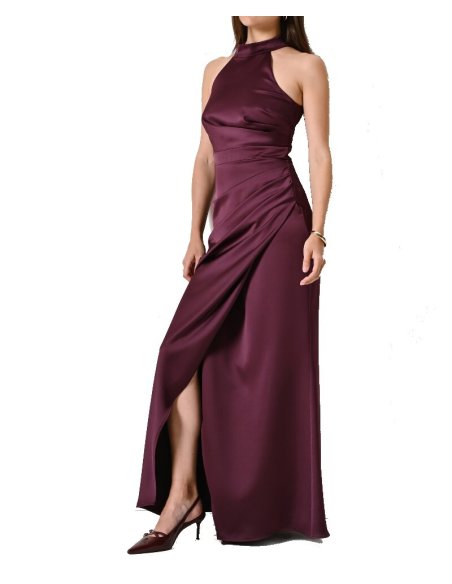 ABITO LUNGO SCIVOLATO IN RASO ARRICCIATO