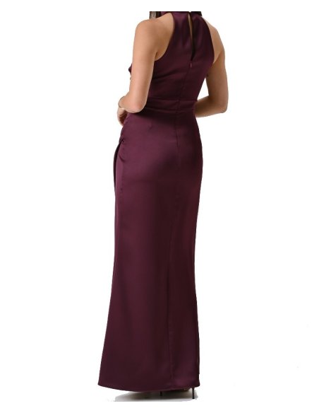 ABITO LUNGO SCIVOLATO IN RASO ARRICCIATO