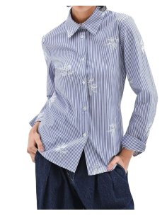 CAMICIA DONNA RIGATA CON RICAMI