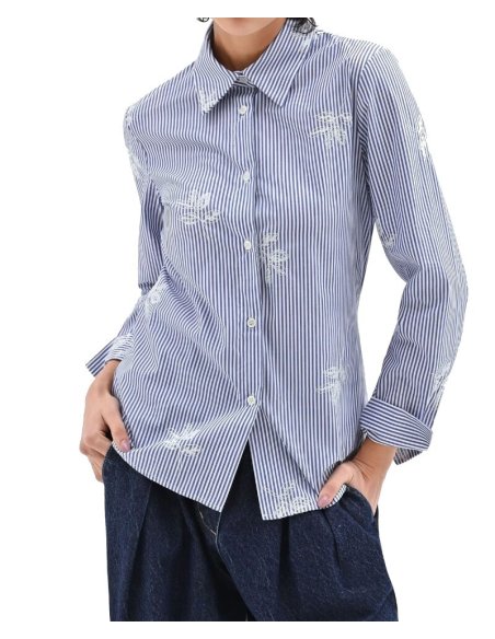 CAMICIA DONNA RIGATA CON RICAMI