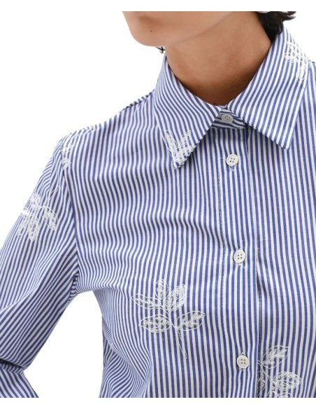 CAMICIA DONNA RIGATA CON RICAMI