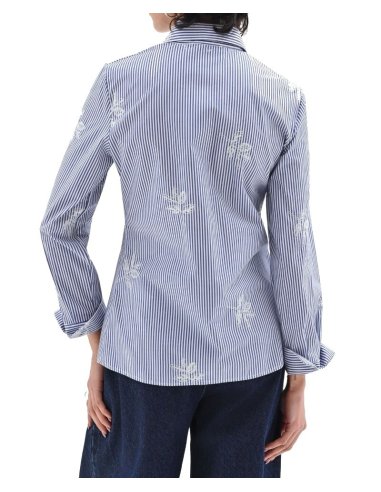 CAMICIA DONNA RIGATA CON RICAMI