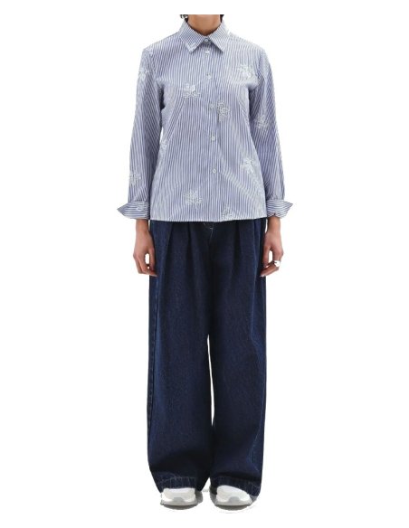 CAMICIA DONNA RIGATA CON RICAMI