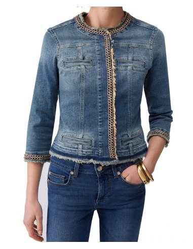 GIACCA IN DENIM CON CATENE GIOIELLO