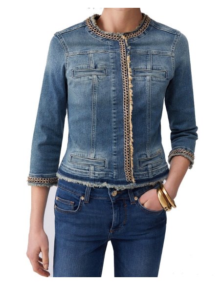 GIACCA IN DENIM CON CATENE GIOIELLO