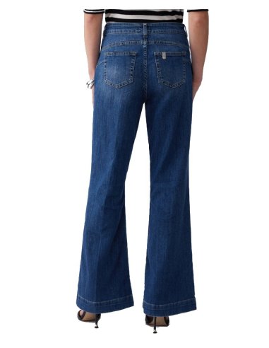 JEANS FLARE A VITA ALTA CON BOTTONI