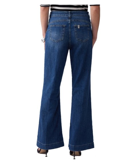 JEANS FLARE A VITA ALTA CON BOTTONI