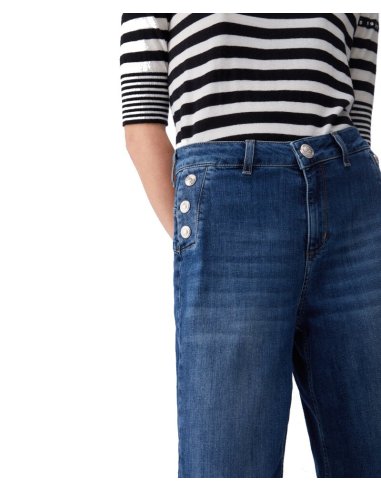 JEANS FLARE A VITA ALTA CON BOTTONI