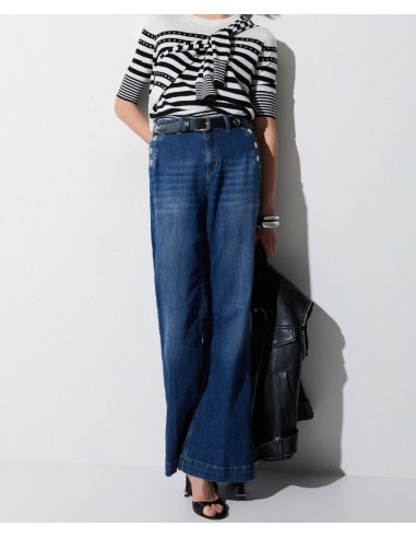 JEANS FLARE A VITA ALTA CON BOTTONI