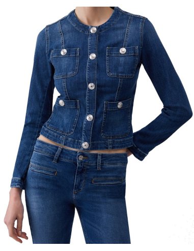 GIACCA IN DENIM CON BOTTONI LOGATI