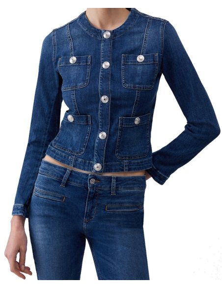 GIACCA IN DENIM CON BOTTONI LOGATI