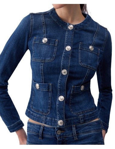 GIACCA IN DENIM CON BOTTONI LOGATI