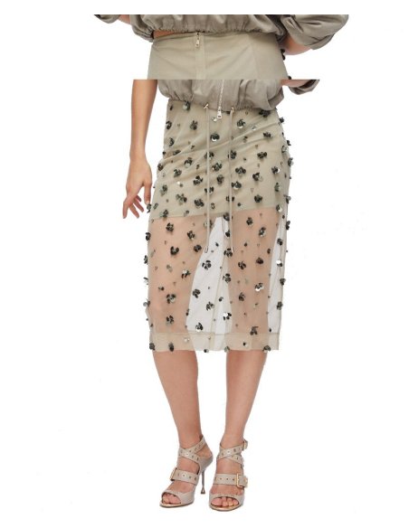 LONGUETTE IN TULLE CON RICAMI FLOREALI