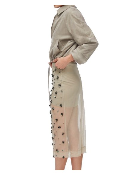 LONGUETTE IN TULLE CON RICAMI FLOREALI