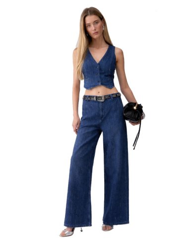 GILET IN DENIM CON STRASS