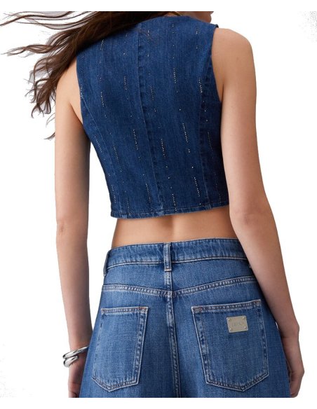 GILET IN DENIM CON STRASS