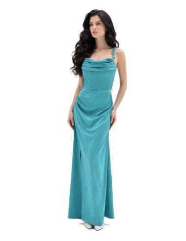 ABITO LUNGO CON SCOLLO DRAPPEGGIATO