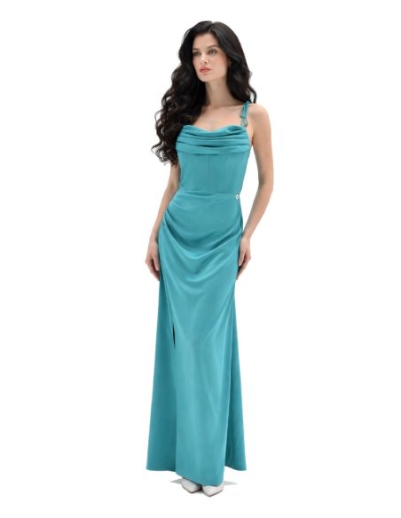 ABITO LUNGO CON SCOLLO DRAPPEGGIATO