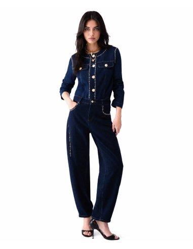 JEANS A VITA ALTA CON STRASS