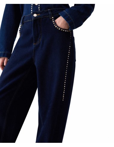 JEANS A VITA ALTA CON STRASS