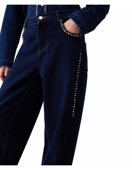 JEANS A VITA ALTA CON STRASS