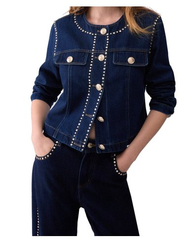 GIACCA SLIM FIT IN DENIM CON STRASS