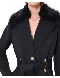 CAPPOTTO IN VELAUR CON COLLO EFFETTO PELLICCIA 2