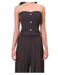 TOP CORSETTO GESSATO A FASCIA CON BOTTON